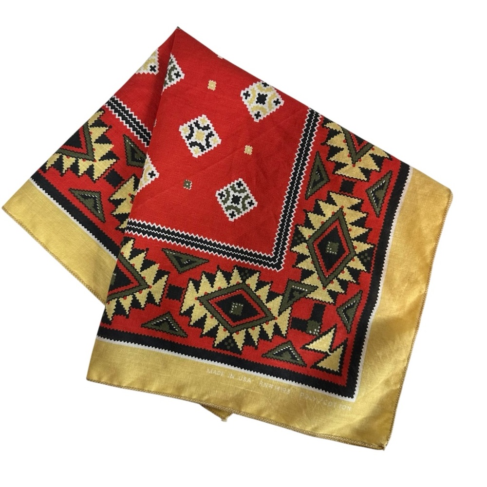 Vintage Southwestern Aztec Design Vibrant Colors Cotton Square Bandana